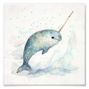 Aquarellnarkal, schneebedeckter Hintergrund Fotodruck