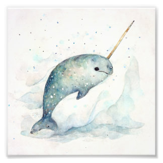 Aquarellnarkal, schneebedeckter Hintergrund Fotodruck