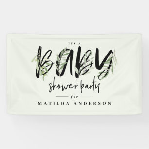 Aquarellnasse Olivenbäume Babydusche Party Banner