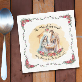 Aquarellnativität und Rose für individuelle Servie Serviette