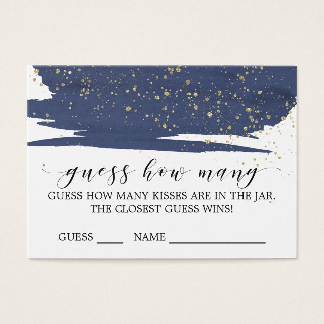 Aquarellnavy & Gold schätzen, wie viele Küsse Card (Vorderseite)