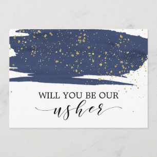 Aquarellnavy & Gold werden Sie unser Usher sein Einladung