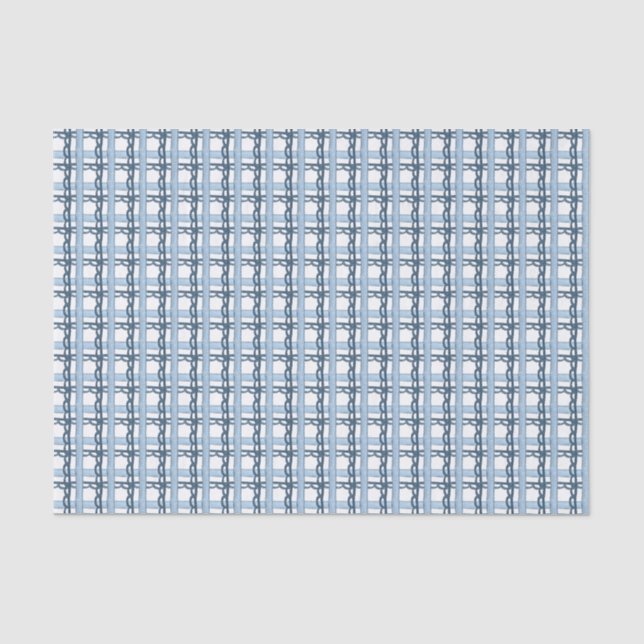 Aquarellnavy und Blue Kariert Seidenpapier (Vorderseite)