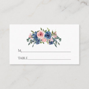 Aquarellnavy und Blush Floral Bat Mitzvah Platzkarte