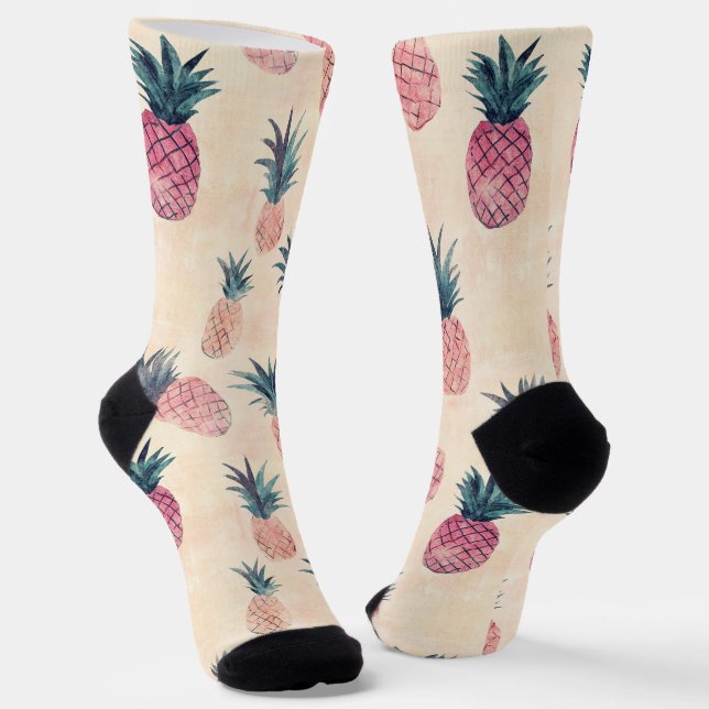 Aquarellnuppe Ananas Socken (Gewinkelt)
