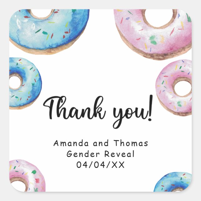 Aquarellnüsse danken Ihnen Gender-Enthüllung Quadratischer Aufkleber (Vorderseite)