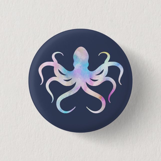 Aquarelloktopus Button (Vorderseite)