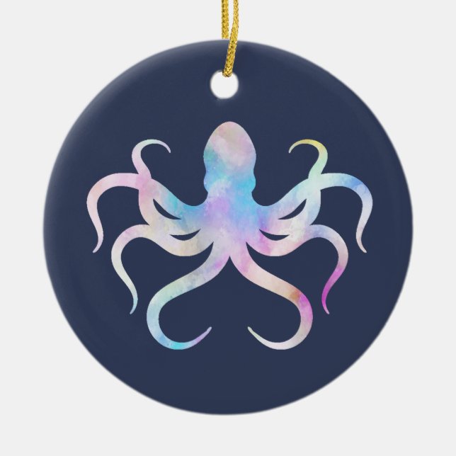 Aquarelloktopus Keramik Ornament (Vorne)