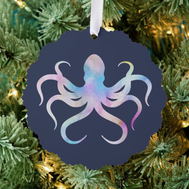 Aquarelloktopus Ornament Karte (Insitu (Baum))