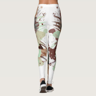 Aquarellöl Paint Lavendel Grüne Leinwand Pinsel Leggings