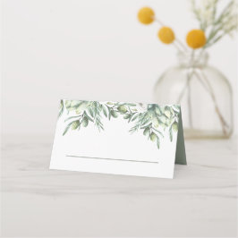 Aquarelloliven. Italienische Hochzeit im Garten Platzkarte