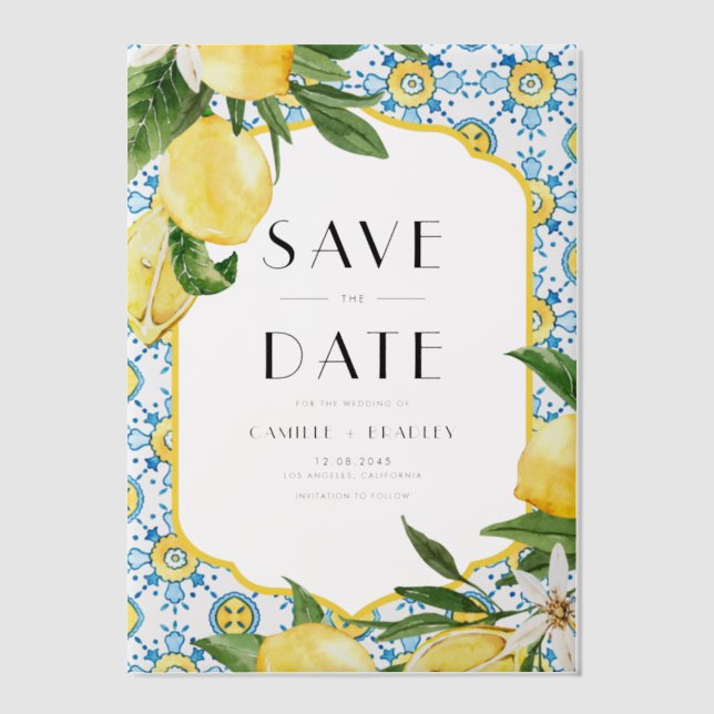 Aquarellon Lemon Mittelmeer Save the Date (Vorderseite)