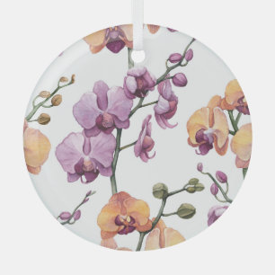 Aquarellorchid-Blume, nahtlose Muster. Ornament Aus Glas