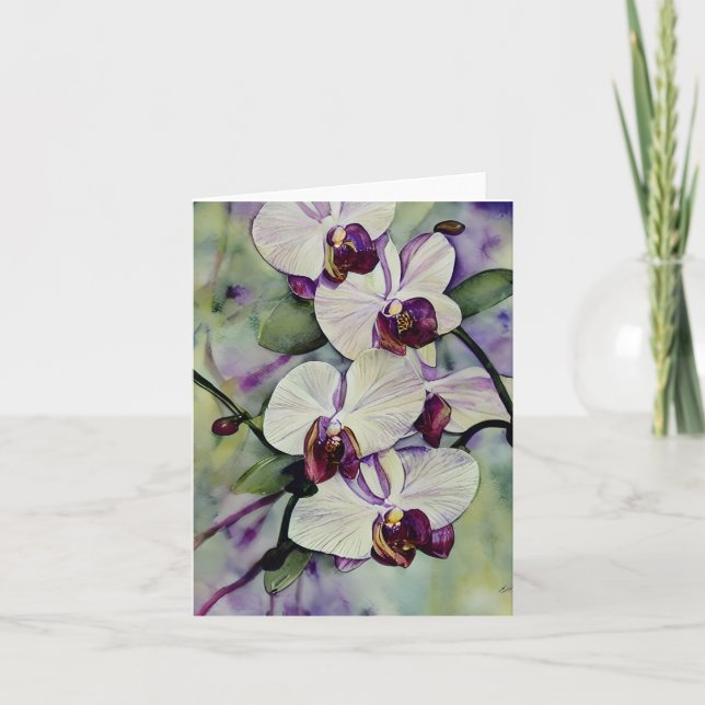 Aquarellorchideen, anpassbar karte (Vorderseite)