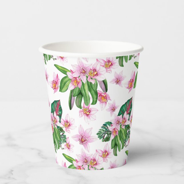 Aquarellorchids Design 30 Papiergruppen Pappbecher (Vorderseite)