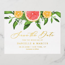 Aquarellorn und Grapefruits Save the Date Folie Einladungspostkarte
