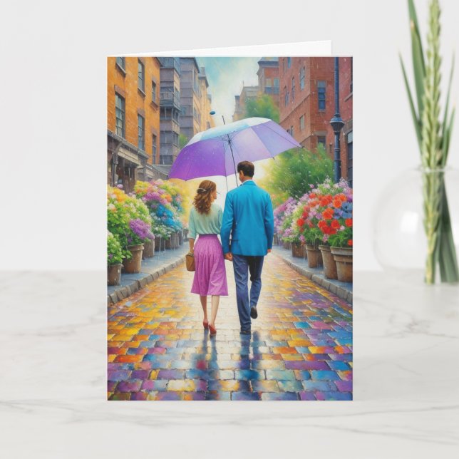 Aquarellpaare mit Händen Romantik Karte (Vorderseite)