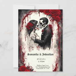 Aquarellpaare und Rose Goth Wedding Einladung