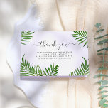 Aquarellpalme Blätter & Elegante Kalligraphie Dankeskarte<br><div class="desc">Eine Dankeschön-Karte, die zu unserer Safari Animals Wild One Baby Shower Kollektion passt. Diese gefaltete Karte verfügt über einen Rahmen mit Aquarellpalmen-Blätter. "Danke" ist in einer eleganten Kalligraphie geschrieben. Unten finden Sie eine bearbeitbare Danksagung. In der Karte befindet sich ein zweiter Dankestext, der bearbeitet oder gelöscht werden kann, um Ihre...</div>