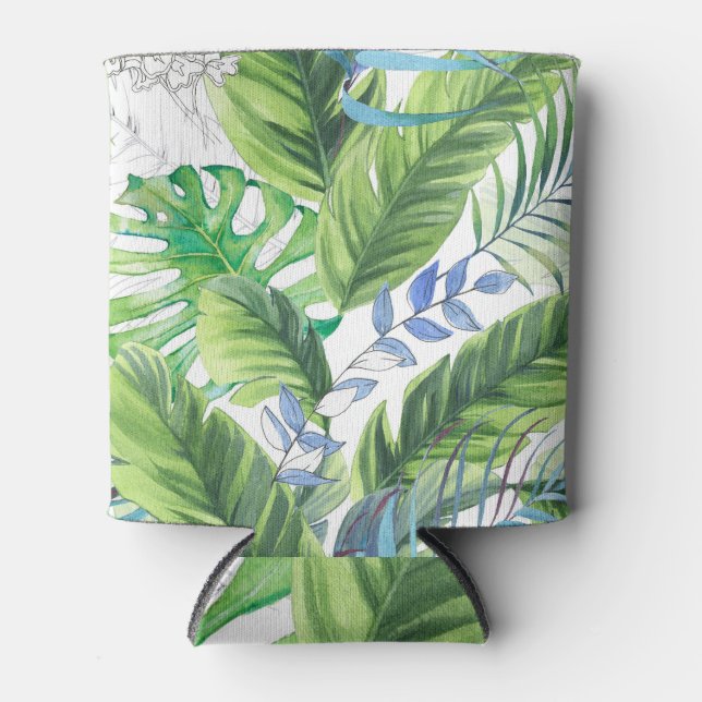 Aquarellpalme-Blätter, exotischer nahtloser Hinter Dosenkühler (Vorderseite)