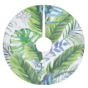 Aquarellpalme-Blätter, exotischer nahtloser Hinter Polyester Weihnachtsbaumdecke