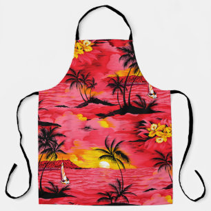 Aquarellpalme Silhouette und Strandmuster Schürze