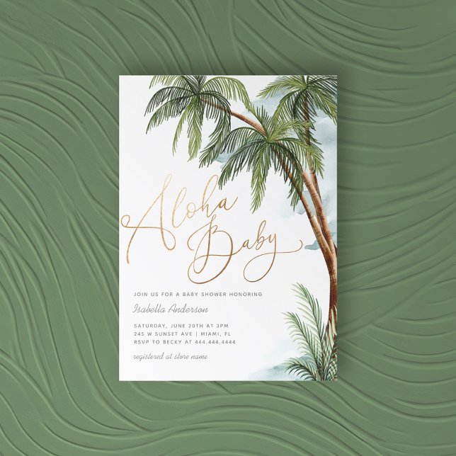 Aquarellpalme Trees Tropical Aloha Babydusche Einladung (Von Creator hochgeladen)