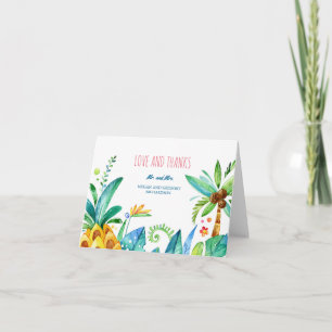 Aquarellpalmen Ananas Hochzeit danke