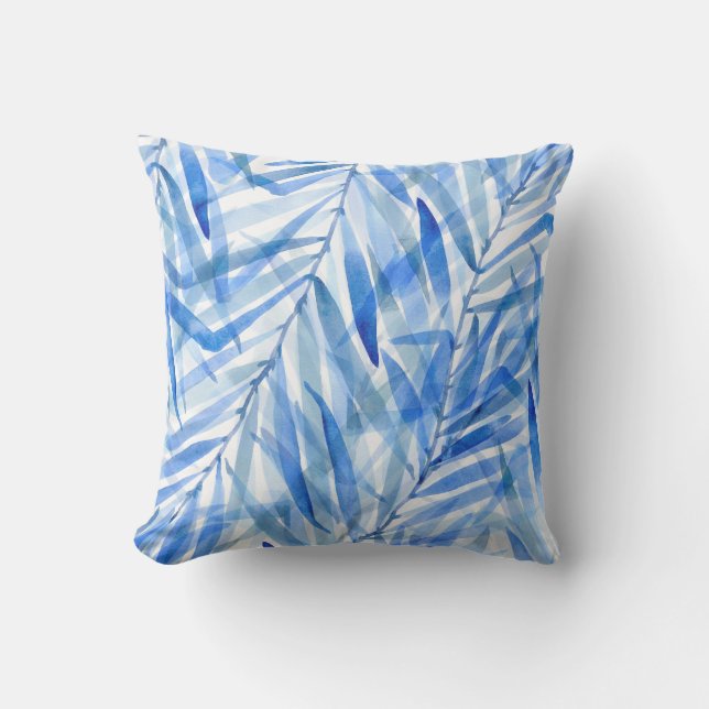 Aquarellpalmen Hawaiian Tropical Reversible Kissen (Vorderseite)