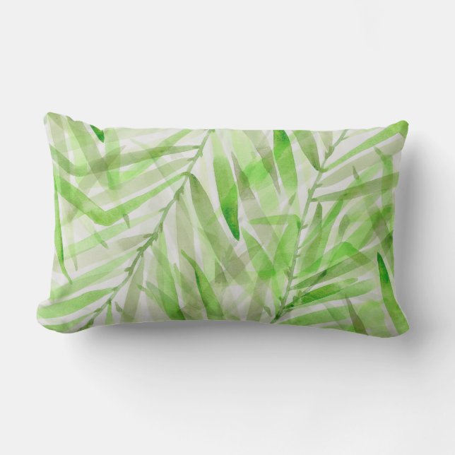 Aquarellpalmen Hawaiian Tropical Reversible Kissen Für Draußen (Vorderseite)