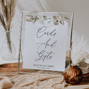 Aquarellpampas Blumenkarten und Geschenkschild Poster