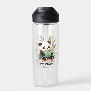 Aquarellpanda mit einem Buchnamen Trinkflasche