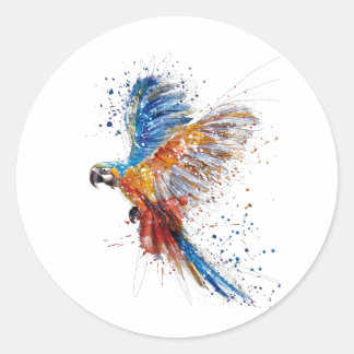 Aquarellpapagei Runder Aufkleber