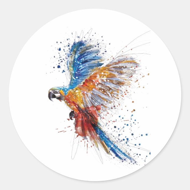 Aquarellpapagei Runder Aufkleber (Vorderseite)