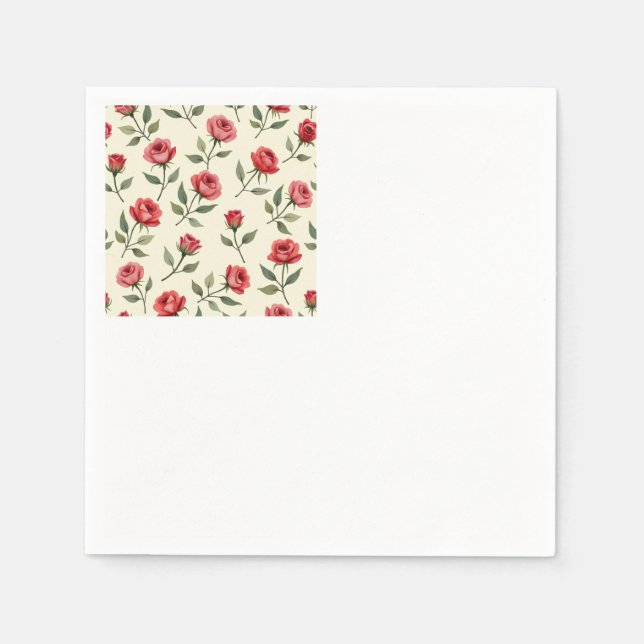 Aquarellpapier Napkins Rote Rose Serviette (Vorderseite)