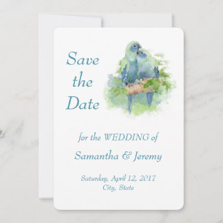 Aquarellparrots Blaugrün Save the Date
