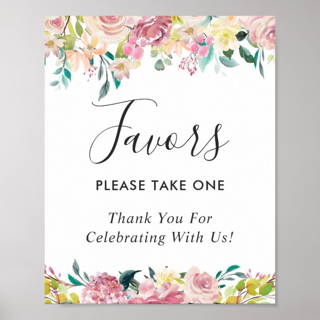 Aquarellpastellfarben Blush Gastgeschenke Hochzeit Poster (Vorne)
