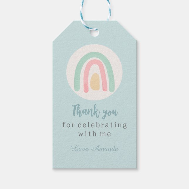 Aquarellpastellfarben boho rainbow Geburtstag Dank Geschenkanhänger (Vorderseite)