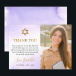 Aquarellpastellfarben Lila Gold Bat Mitzvah Foto Dankeskarte<br><div class="desc">Aquarellpastellfarben Lila Gold Bat Mitzvah Foto Danke Karte</div>
