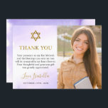 Aquarellpastellfarben Lila Gold Bat Mitzvah Foto Dankeskarte<br><div class="desc">Aquarellpastellfarben Lila Gold Bat Mitzvah Foto Danke Karte</div>