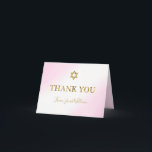 Aquarellpastellfarben Pink Gold Bar Mitzvah Dankeskarte<br><div class="desc">Aquarellfarben Pink Gold Bar Mitzvah Dankeschön Karte</div>