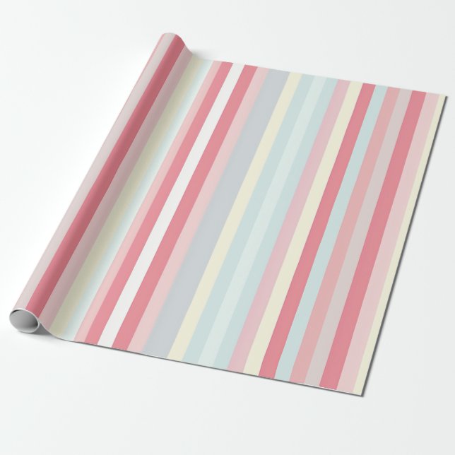 Aquarellpastellfarben Pink Xmas Candy Cane Muster Geschenkpapier (Ungerollt)