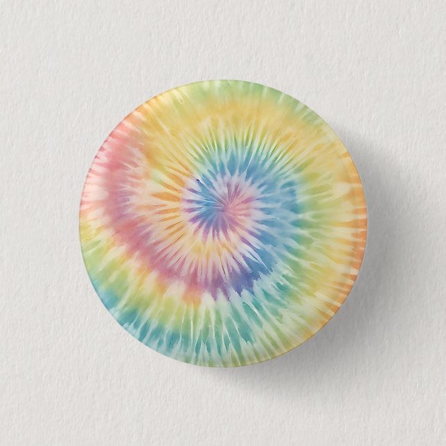 Aquarellpastellfarben Rainbow Gefärbte Krawatte Button (Vorderseite)
