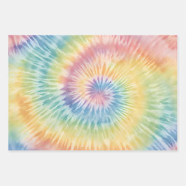 Aquarellpastellfarben Rainbow Gefärbte Krawatte Geschenkpapier Set