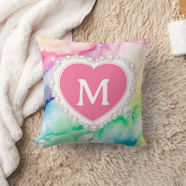 Aquarellpastellfarben Rainbow Pearl Kissen (Decke)