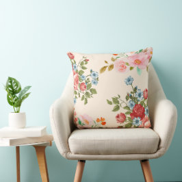 Aquarellpastellfarben Romantisches Blumenmuster Kissen