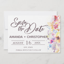 Aquarellpastellfarben | Save the Date Karte