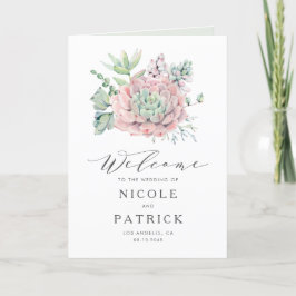 Aquarellpastellfarben Succulents Bouquet Wedding Programm