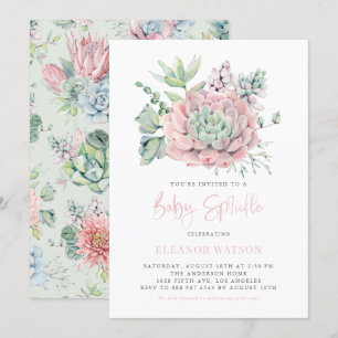 Aquarellpastellfarben Succules Baby Sprinkle Einladung
