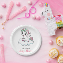 Aquarellpastellfarben Unicorn Kinderdusche Pappteller